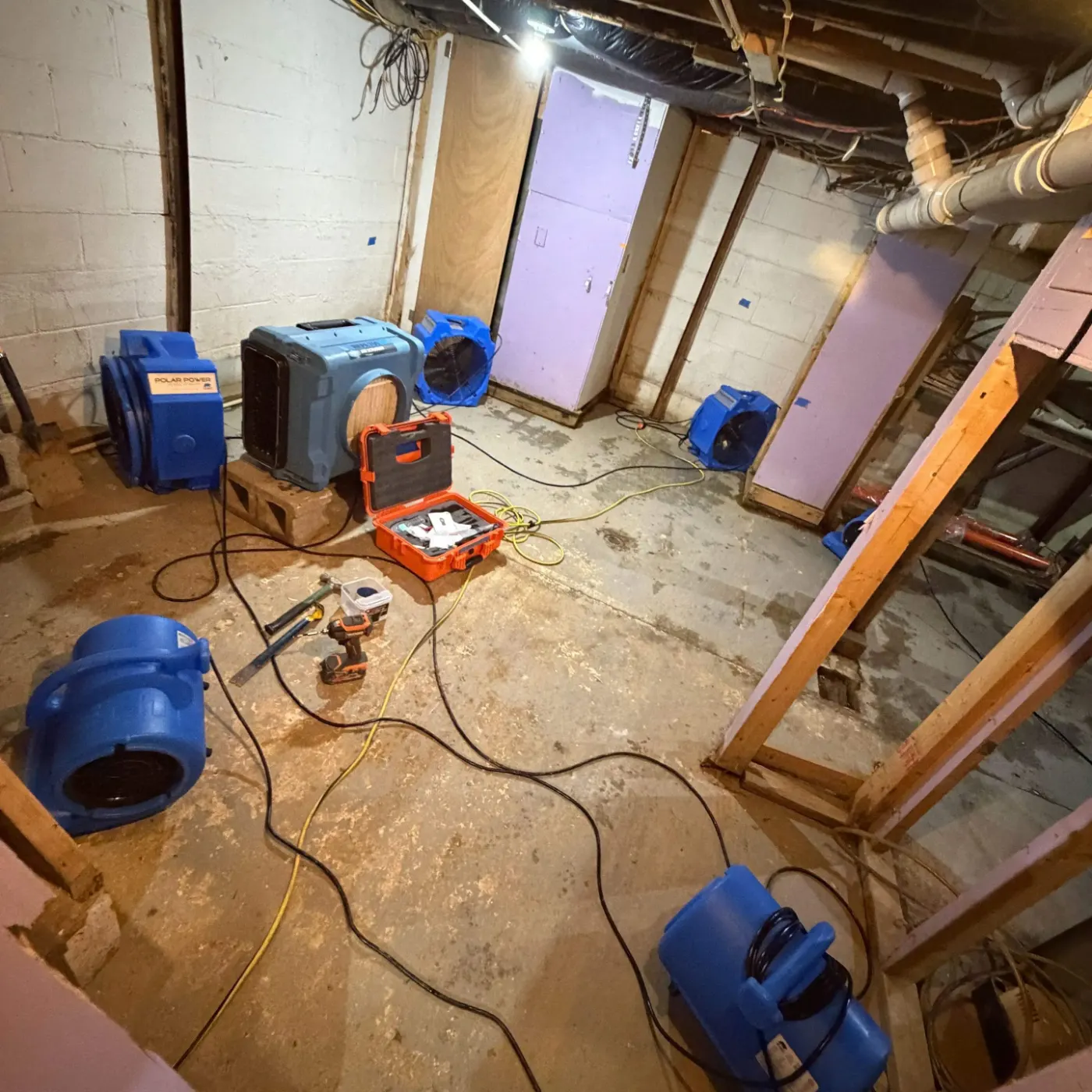 Sump pump backup water removal in Heron Ridge residential basement